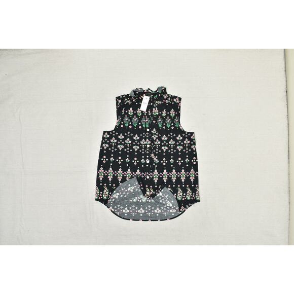 Ann Taylor Blouse Womens Medium Sleeveless Floral Button Front Top New - Picture 2 of 8